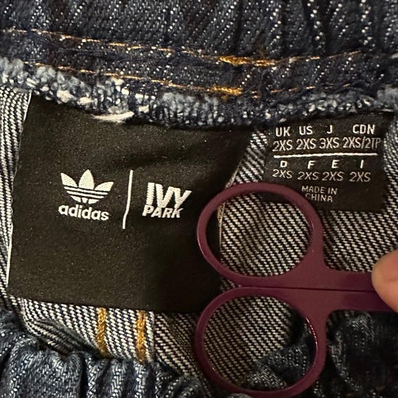 Adidas Ivy Park Monogram Denim Track Pants Dark Denim XXS Unisex Beyonce - Picture 6 of 11